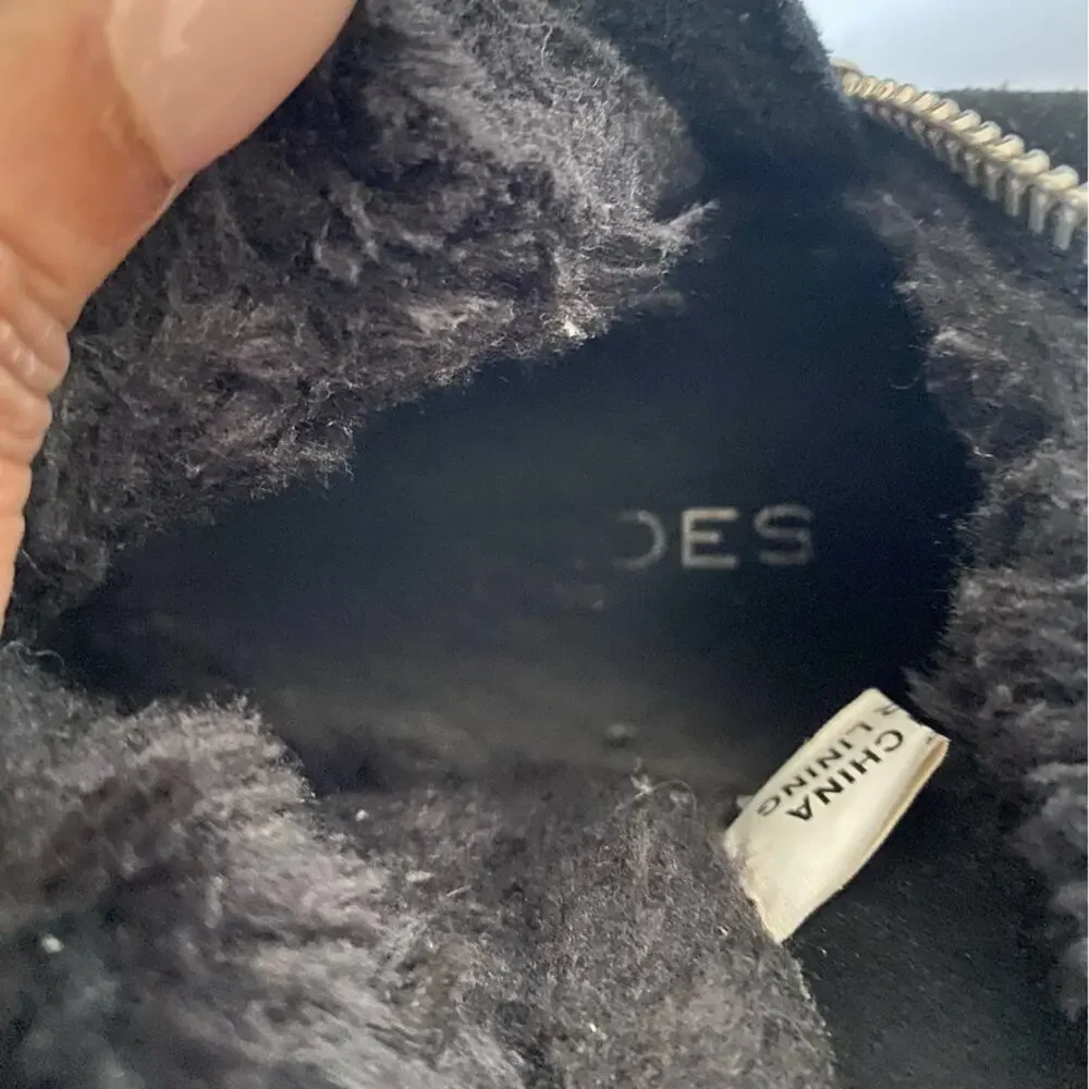 J Slides Suede Boots‎ Size 8.5 Faux Fur Lining Platform Indie Grunge Winter